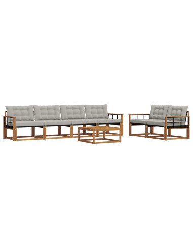 Set di divani con cuscino 7 pcs Grigio Naturale e Chiaro