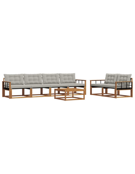 Set di divani con cuscino 7 pcs Grigio Naturale e Chiaro