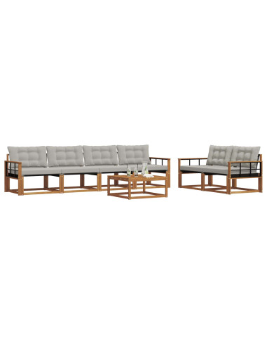 Set di divani con cuscino 7 pcs Grigio Naturale e Chiaro