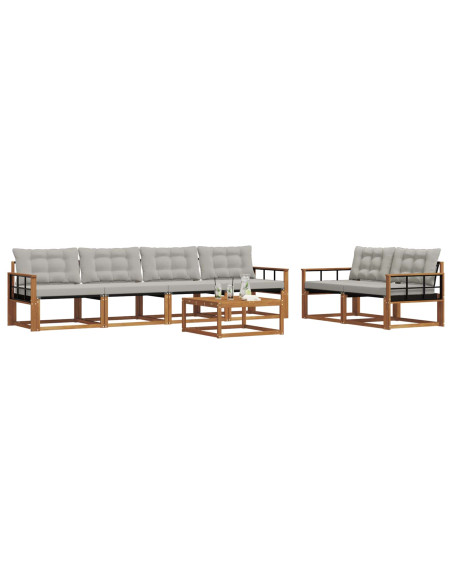 Set di divani con cuscino 7 pcs Grigio Naturale e Chiaro