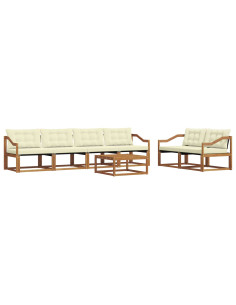 Set di divani con cuscino 7 pcs Naturale e Crema 2