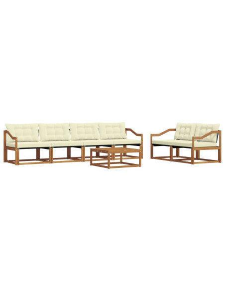 Set di divani con cuscino 7 pcs Naturale e Crema