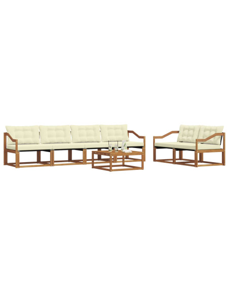 Set di divani con cuscino 7 pcs Naturale e Crema