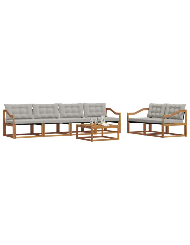 Set di divani con cuscino 7 pcs Grigio Naturale e Chiaro