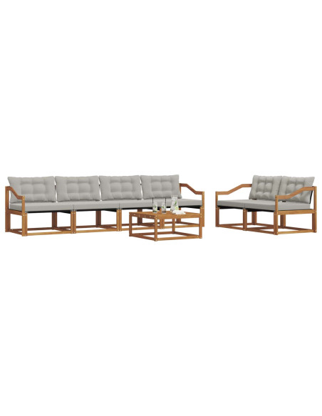 Set di divani con cuscino 7 pcs Grigio Naturale e Chiaro