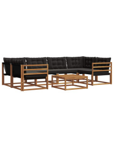 Set di divani con cuscino 7 pcs Naturale e Nero 2