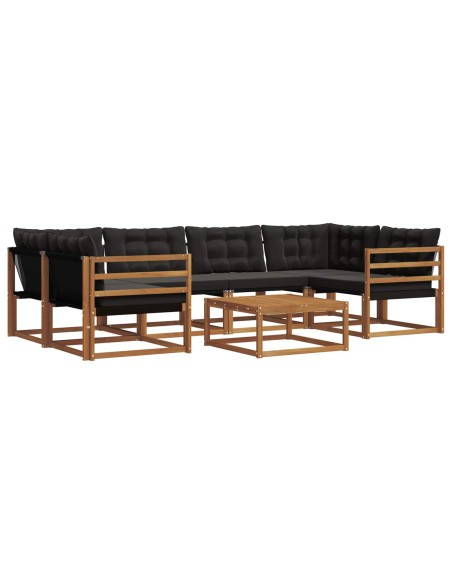 Set di divani con cuscino 7 pcs Naturale e Nero
