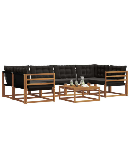 Set di divani con cuscino 7 pcs Naturale e Nero