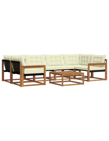 Set di divani con cuscino 7 pcs Naturale e Crema