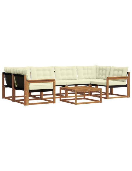 Set di divani con cuscino 7 pcs Naturale e Crema