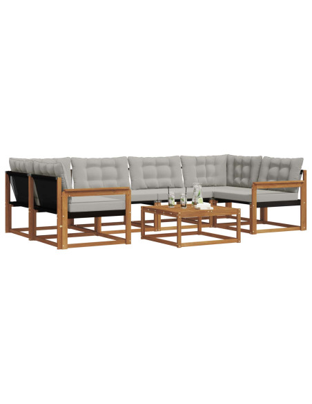 Set di divani con cuscino 7 pcs Grigio Naturale e Chiaro