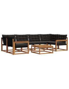 Set di divani con cuscino 7 pcs Naturale e Nero 2