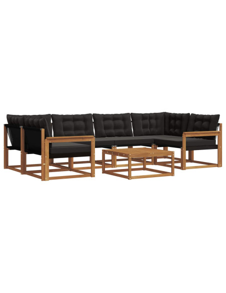 Set di divani con cuscino 7 pcs Naturale e Nero