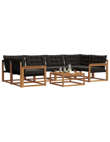 Set di divani con cuscino 7 pcs Naturale e Nero