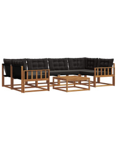 Set di divani con cuscino 7 pcs Naturale e Nero 2