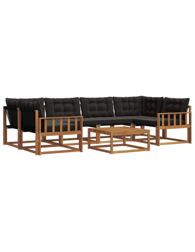 Set di divani con cuscino 7 pcs Naturale e Nero