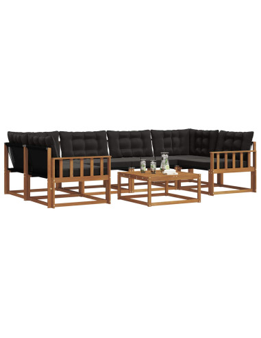 Set di divani con cuscino 7 pcs Naturale e Nero