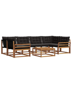 Set di divani con cuscino 7 pcs Naturale e Nero 2