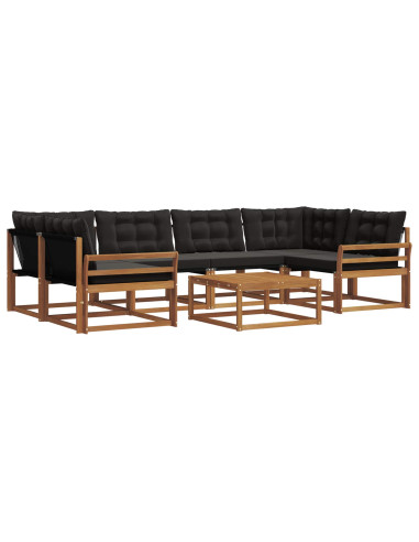 Set di divani con cuscino 7 pcs Naturale e Nero