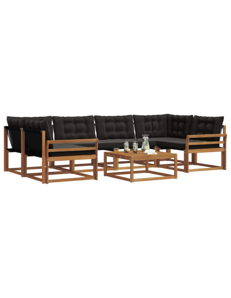 Set di divani con cuscino 7 pcs Naturale e Nero