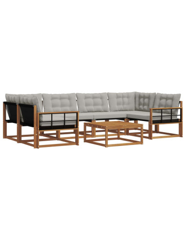 Set di divani con cuscino 7 pcs Grigio Naturale e Chiaro