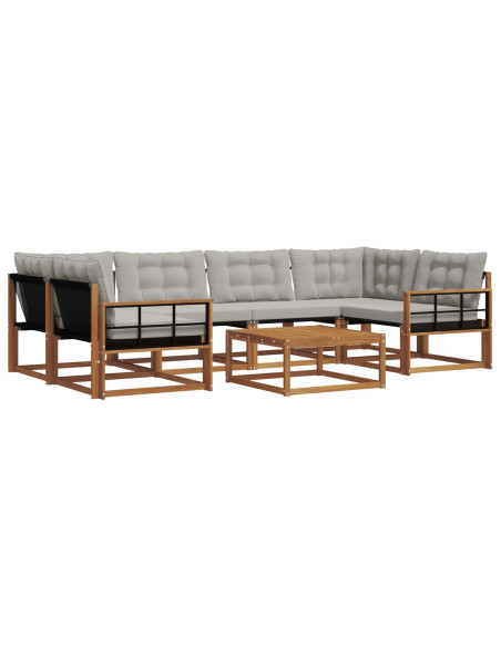 Set di divani con cuscino 7 pcs Grigio Naturale e Chiaro