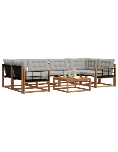 Set di divani con cuscino 7 pcs Grigio Naturale e Chiaro