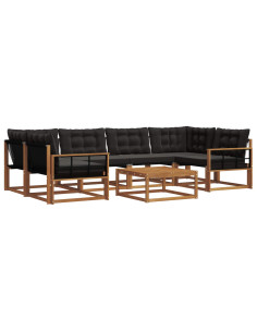 Set di divani con cuscino 7 pcs Naturale e Nero 2
