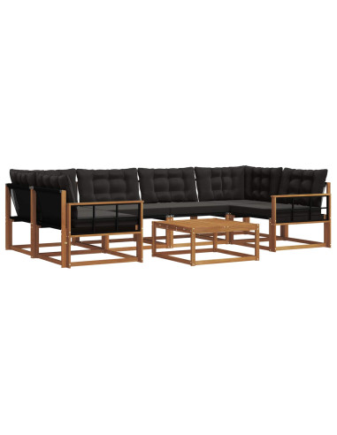 Set di divani con cuscino 7 pcs Naturale e Nero