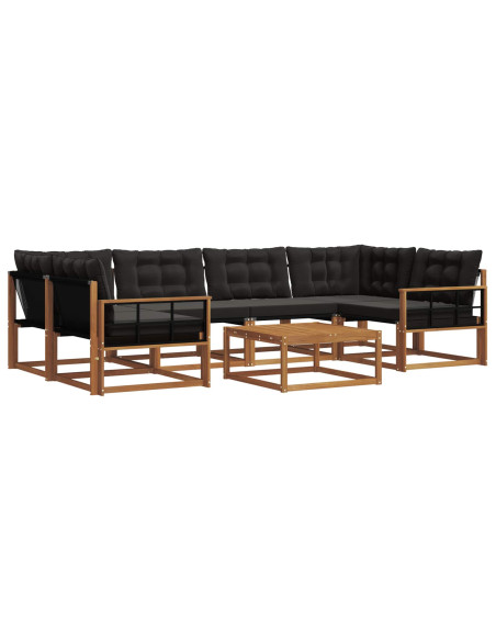 Set di divani con cuscino 7 pcs Naturale e Nero