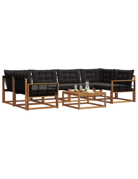 Set di divani con cuscino 7 pcs Naturale e Nero