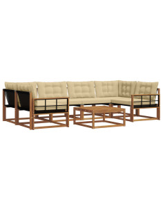 Set di divani con cuscino 7 pcs Naturale e Beige 2