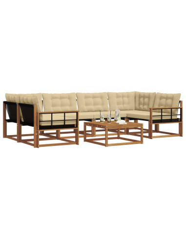 Set di divani con cuscino 7 pcs Naturale e Beige