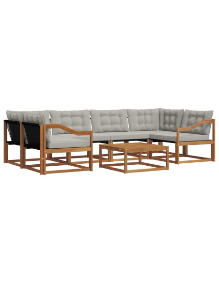 Set di divani con cuscino 7 pcs Grigio Naturale e Chiaro