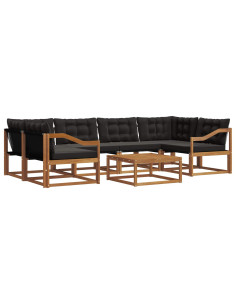 Set di divani con cuscino 7 pcs Naturale e Nero 2