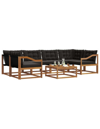 Set di divani con cuscino 7 pcs Naturale e Nero