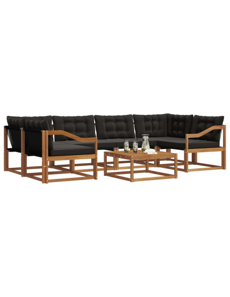 Set di divani con cuscino 7 pcs Naturale e Nero