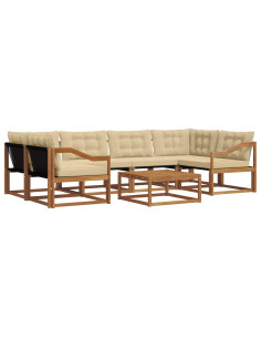 Set di divani con cuscino 7 pcs Naturale e Beige 2
