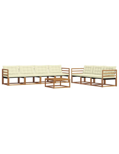 Set di divani con cuscino 8 pcs Naturale e Crema 2