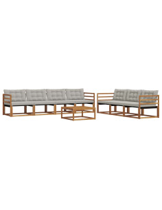 Set di divani con cuscino 8 pcs Grigio Naturale e Chiaro 2