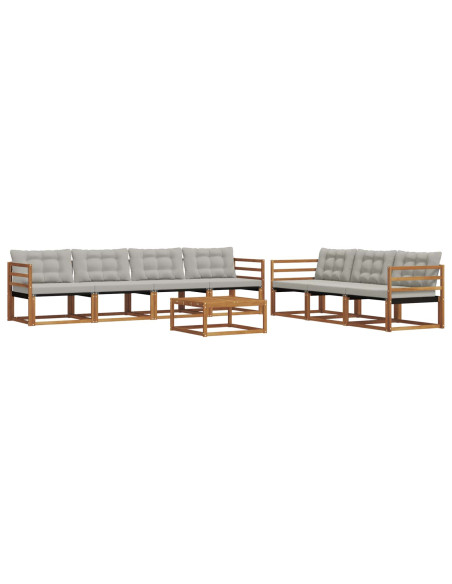 Set di divani con cuscino 8 pcs Grigio Naturale e Chiaro