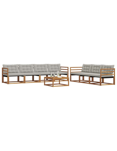 Set di divani con cuscino 8 pcs Grigio Naturale e Chiaro