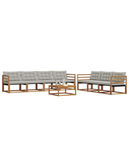 Set di divani con cuscino 8 pcs Grigio Naturale e Chiaro