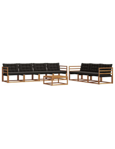 Set di divani con cuscino 8 pcs Naturale e Nero 2