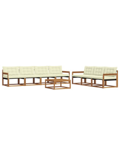 Set di divani con cuscino 8 pcs Naturale e Crema 2