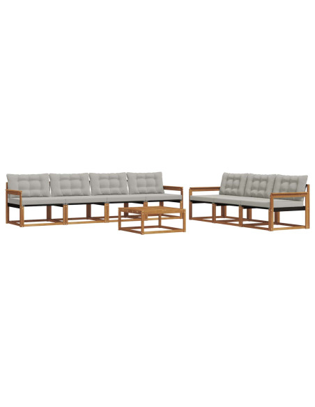Set di divani con cuscino 8 pcs Grigio Naturale e Chiaro
