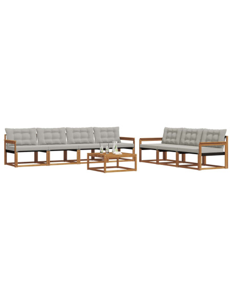 Set di divani con cuscino 8 pcs Grigio Naturale e Chiaro