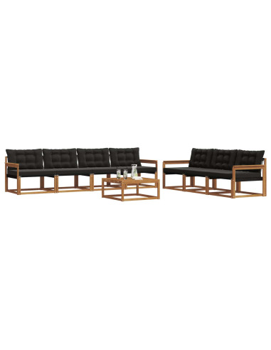 Set di divani con cuscino 8 pcs Naturale e Nero
