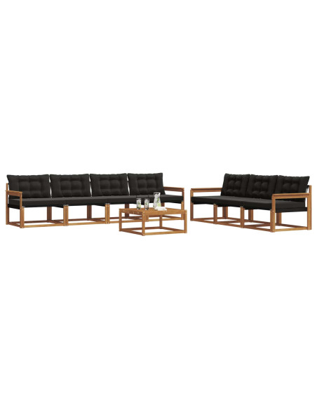 Set di divani con cuscino 8 pcs Naturale e Nero