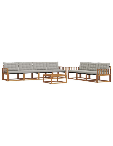 Set di divani con cuscino 8 pcs Grigio Naturale e Chiaro